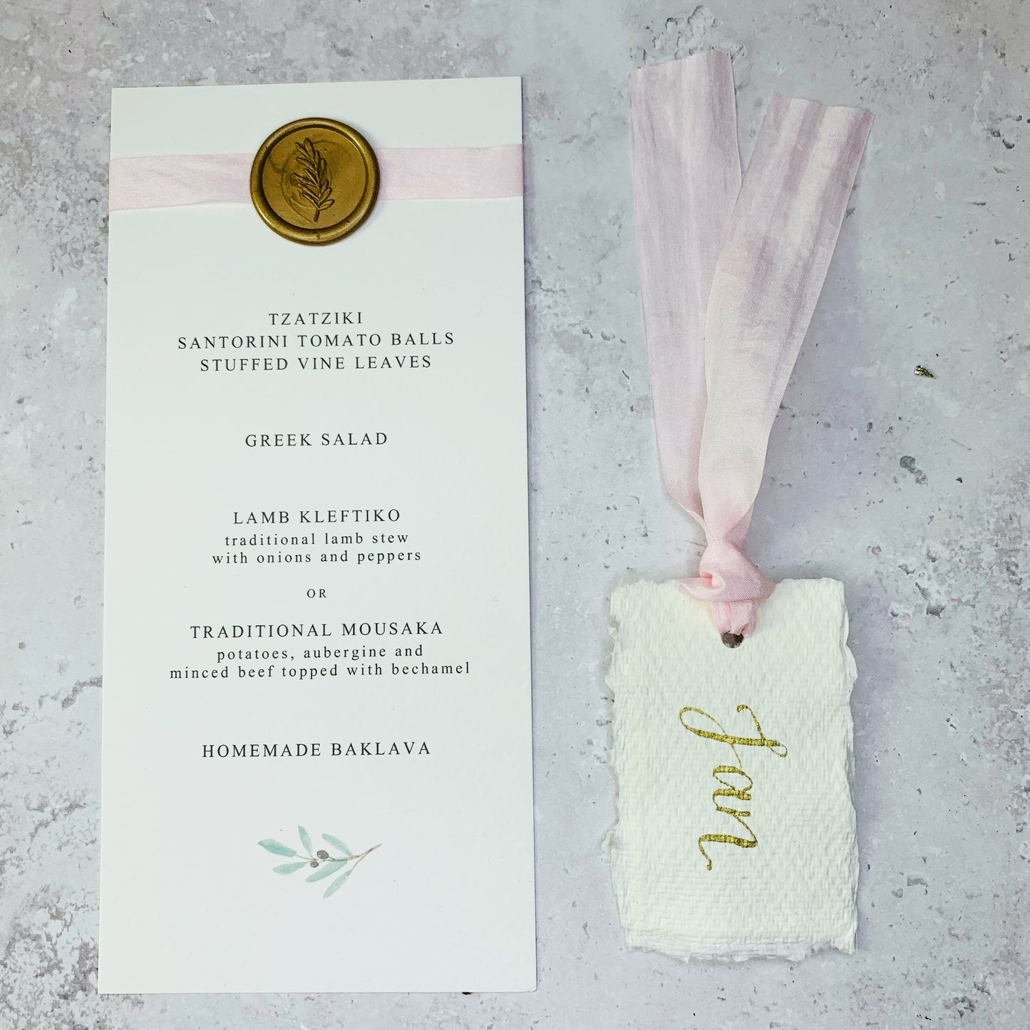 Cotton Paper Guest Name with Ribbon