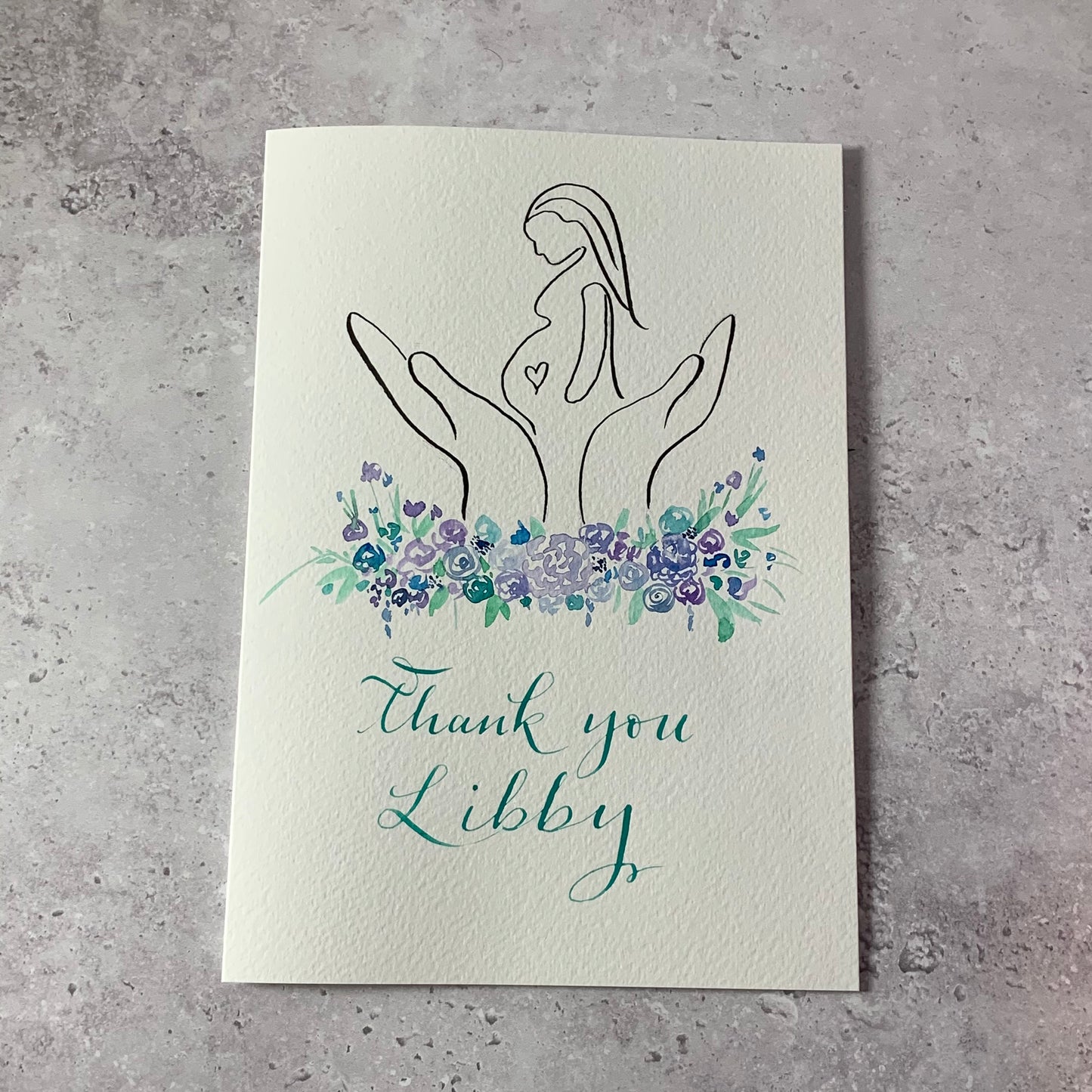 Thank you Midwife card hand painted
