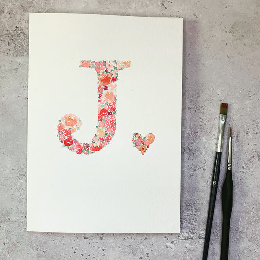 Floral initial with love heart