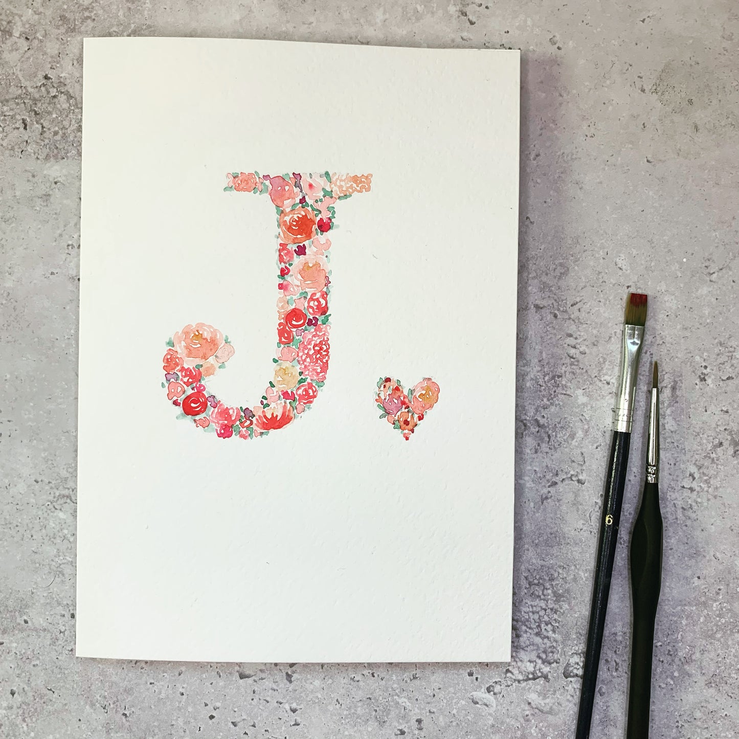 Floral initial with love heart