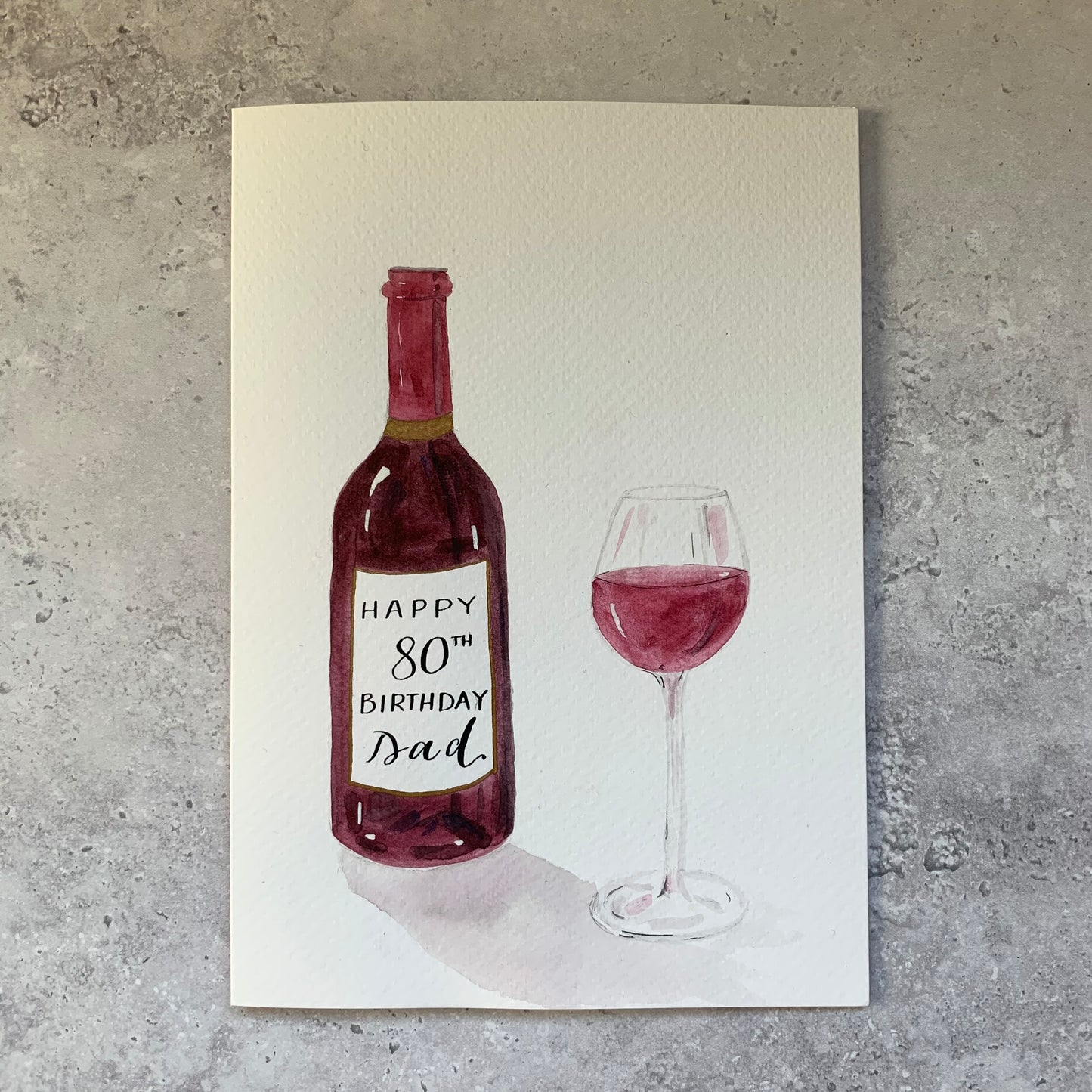 Whisky or Wine, hand painted birthday card