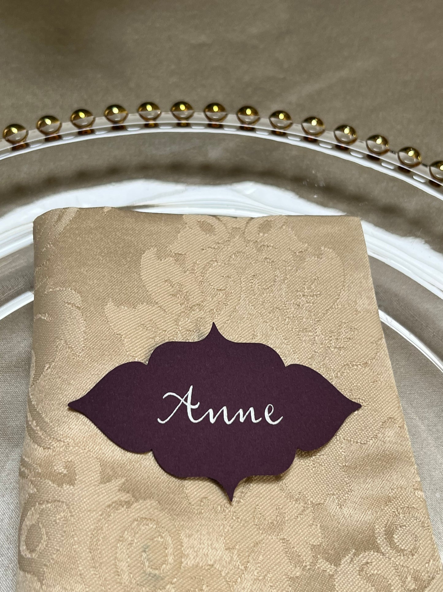 Ornate shaped flat place cards - range of colours