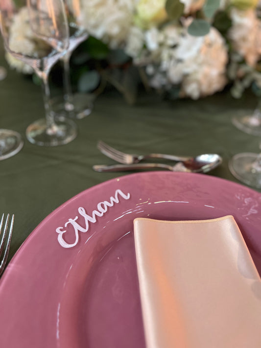 Handwritten Name on Charger Plate
