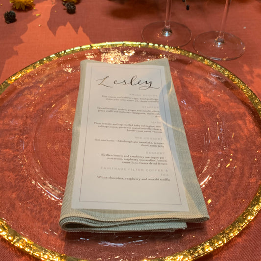 Vellum personalised guest name menu