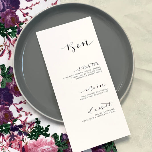 Personalised Menu - Guest Name