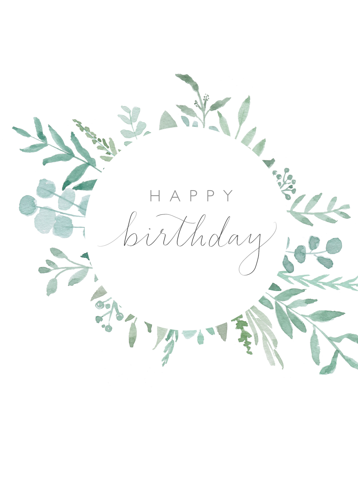 Greenery Wreath Happy Birthday Card