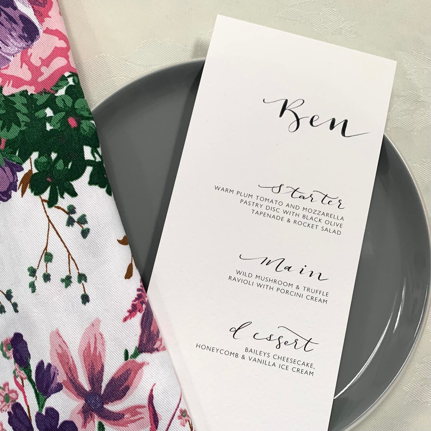 Personalised Menu - Guest Name